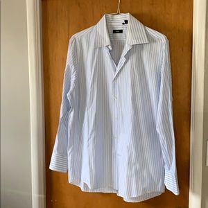 Boss Dress Shirt (White w/ Light Blue Stripes)